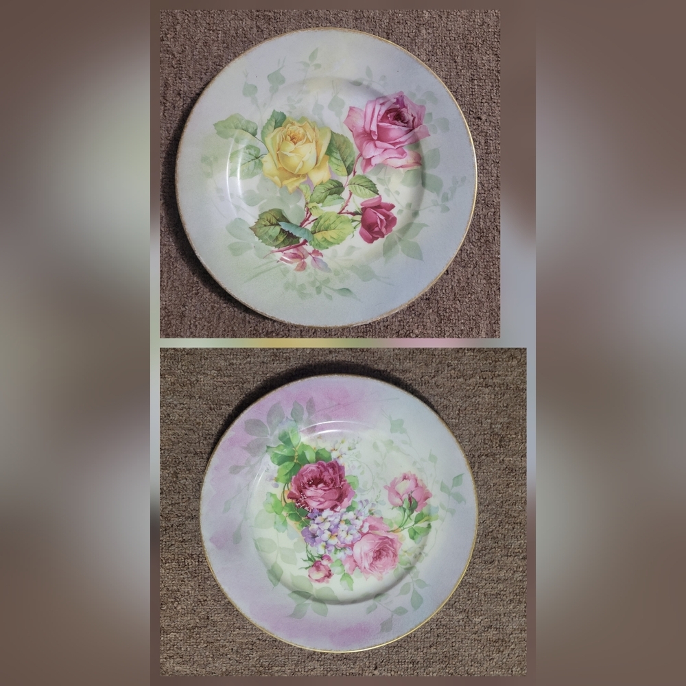 Antique Floral Porcelain plate manufactured in Limoges, France